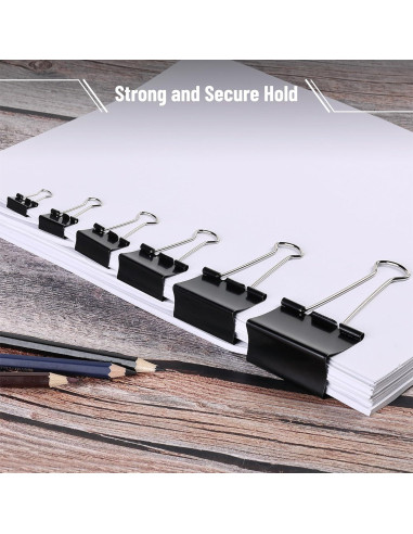 Clips de Encuadernación Mr. Pen, 120 Pcs, Negro, 6 Tamaños