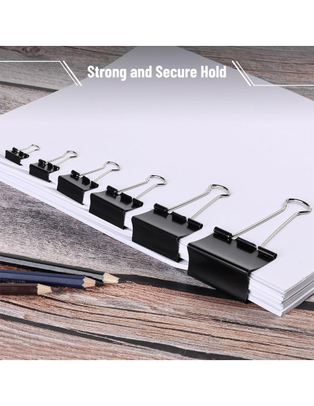 Clips de Encuadernación Mr. Pen, 120 Pcs, Negro, 6 Tamaños