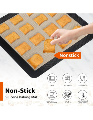 2 Tapetes de Silicona para Hornear 30x30 cm Sun3drucker
