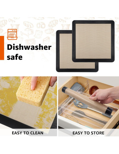 2 Tapetes de Silicona para Hornear 30x30 cm Sun3drucker