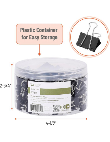 Clips de Encuadernación Mr. Pen, 120 Pcs, Negro, 6 Tamaños