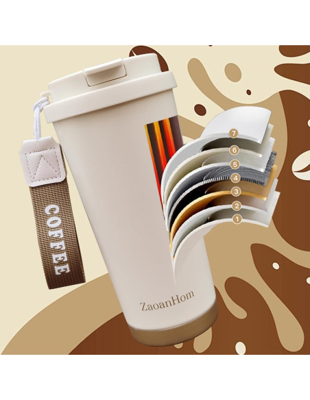 Taza de Café Aislada ZaoanHom 532 ml Cerámica Blanca