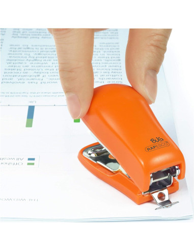 Grapadora Mini Rapesco 1410 Naranja 12 Hojas 1000 Grapas