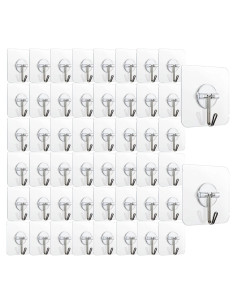 150 Ganchos Adhesivos Transparentes Aellabus 10kg para Pared