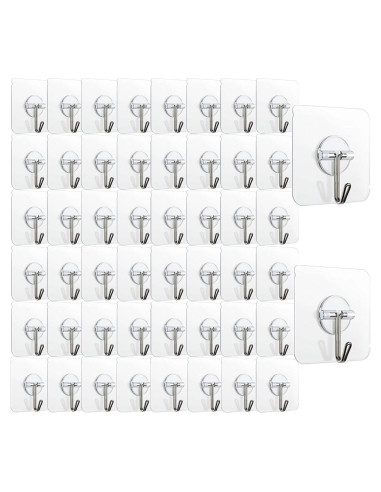150 Ganchos Adhesivos Transparentes Aellabus 10kg para Pared