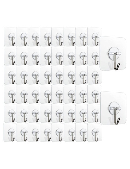 150 Ganchos Adhesivos Transparentes Aellabus 10kg para Pared