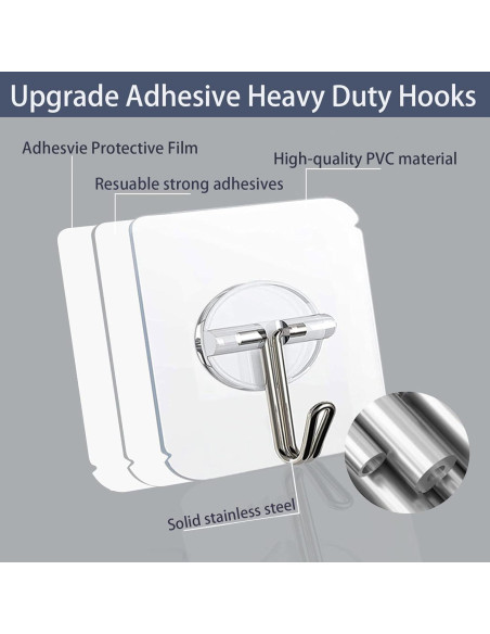 150 Ganchos Adhesivos Transparentes Aellabus 10kg para Pared