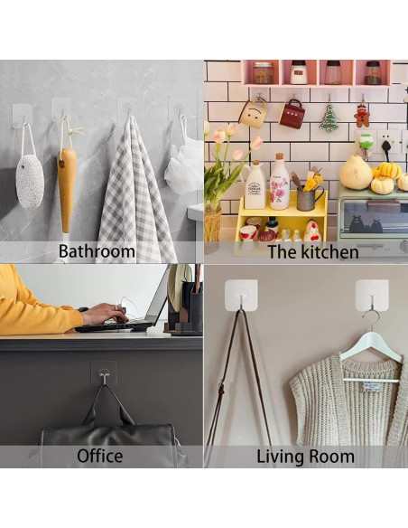 150 Ganchos Adhesivos Transparentes Aellabus 10kg para Pared