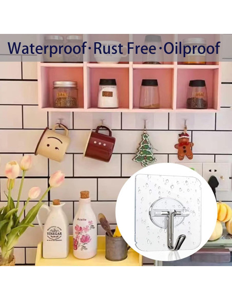 150 Ganchos Adhesivos Transparentes Aellabus 10kg para Pared