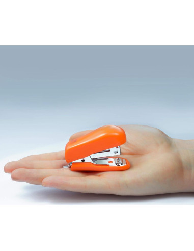 Grapadora Mini Rapesco 1410 Naranja 12 Hojas 1000 Grapas