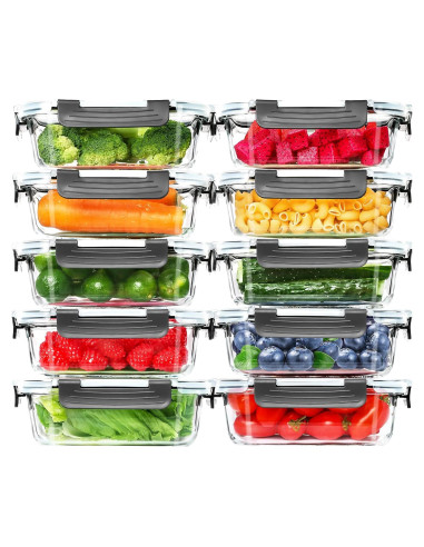 Contenedores de Vidrio Herméticos Skroam 10 Piezas 640ml