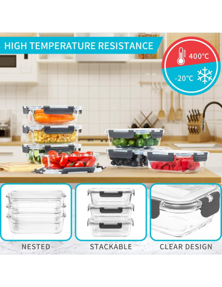 Contenedores de Vidrio Herméticos Skroam 10 Piezas 640ml Contenedores de Vidrio Herméticos Skroam 10 Piezas 640ml