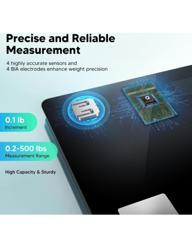 Báscula Inteligente Arboleaf CS20W con 14 Métricas, Pantalla LED