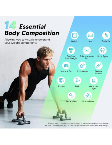 Báscula Inteligente Arboleaf CS20W con 14 Métricas, Pantalla LED