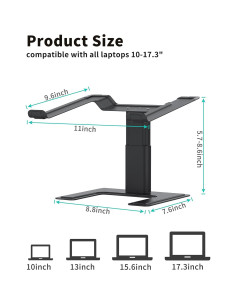 Soporte para Laptop ALASHI Ajustable Ergonómico Negro 10-17.3" 2