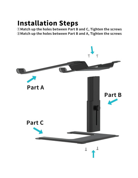 Soporte para Laptop ALASHI Ajustable Ergonómico Negro 10-17.3"