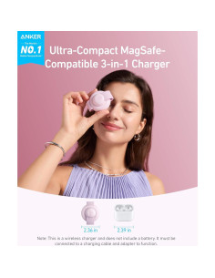 Cargador Inalámbrico 3-en-1 Anker MagGo UFO 15W Rosa 2