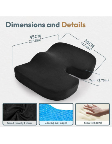 Cojín de Gel Refrigerante TEVEUNI para Asiento Ergonómico