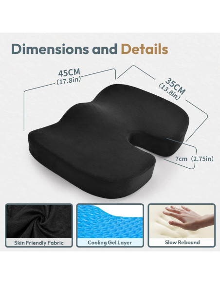 Cojín de Gel Refrigerante TEVEUNI para Asiento Ergonómico