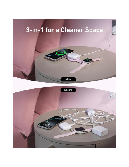 Cargador Inalámbrico 3-en-1 Anker MagGo UFO 15W Rosa Cargador Inalámbrico 3-en-1 Anker MagGo UFO 15W Rosa