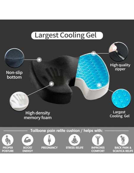 Cojín de Gel Refrigerante TEVEUNI para Asiento Ergonómico