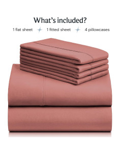 Juego de Sábanas LuxClub 4 Piezas Reina Microfibra Rosa Salmón 2