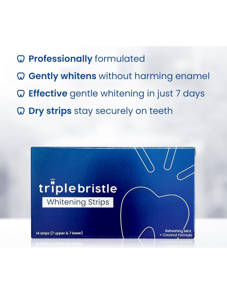 Tiras Blanqueadoras Triple Bristle - 14 Tiras, Sin Sensibilidad