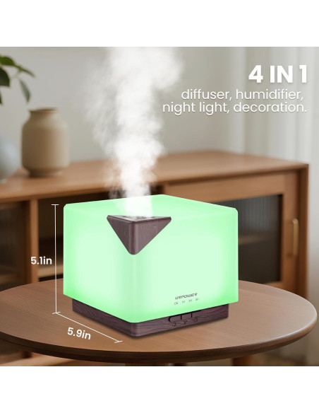 Difusor de Aceite Esencial URPOWER 700ml con Luz LED y Temporizador Difusor de Aceite Esencial URPOWER 700ml con Luz LED y Temporizador