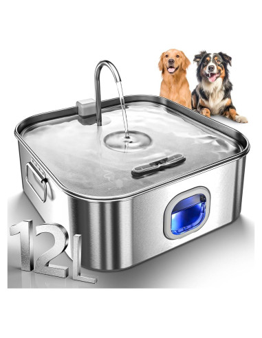 Fuente de Agua para Perros MAILOFY 12L Acero Inoxidable Silenciosa
