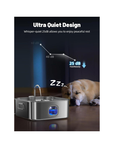 Fuente de Agua para Perros MAILOFY 12L Acero Inoxidable Silenciosa