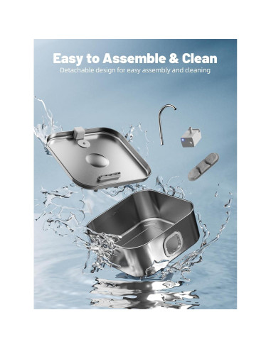 Fuente de Agua para Perros MAILOFY 12L Acero Inoxidable Silenciosa