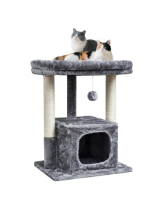 Árbol para Gatos SYANDLVY Grande con Perchero y Rascador Gris
