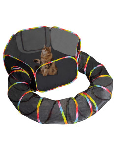 Parque de Juego para Gatos Fhiny 2-en-1 con Túnel 120x45 cm
