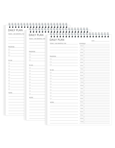 Planificador Diario 24 Horas KAICN - 3 Pcs, 16.5x24.9 cm