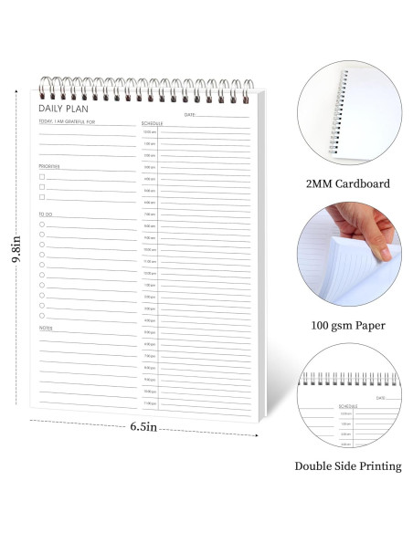 Planificador Diario 24 Horas KAICN - 3 Pcs, 16.5x24.9 cm