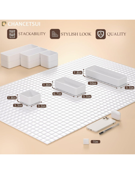 Set de 6 Organizadores de Cajón Plástico CHANCETSUI Blanco Set de 6 Organizadores de Cajón Plástico CHANCETSUI Blanco
