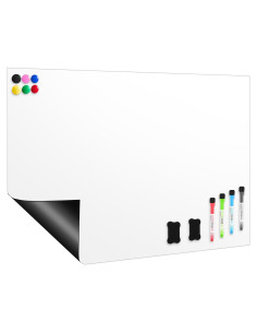 Pizarra blanca autoadhesiva Pasimy 122x152 cm con marcadores