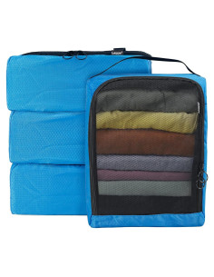 4 Cubos Organizadores de Viaje Gloppie Azul Panal Medianos