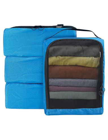 4 Cubos Organizadores de Viaje Gloppie Azul Panal Medianos