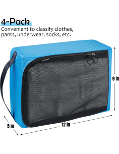 4 Cubos Organizadores de Viaje Gloppie Azul Panal Medianos 2