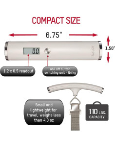 Báscula Digital de Equipaje Taylor 50 kg Ultra Ligera Blanca 2
