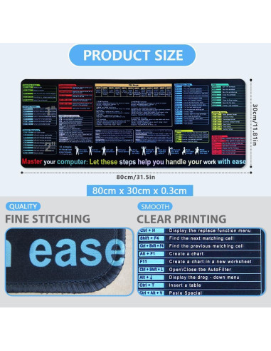 Pad de Escritorio XL Hengulus con Trucos de Excel y Atajos
