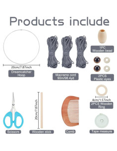 Kit de Macramé Buho FREEBLOSS con 90m de Cuerda de Algodón 2