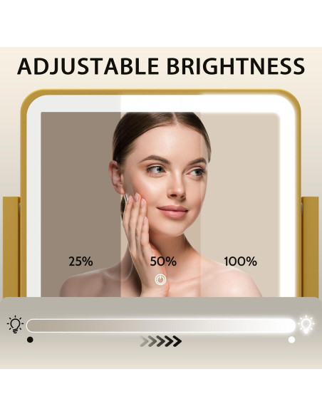 Espejo de Maquillaje Iluminado ROLOVE 35.56x30.48cm Dorado