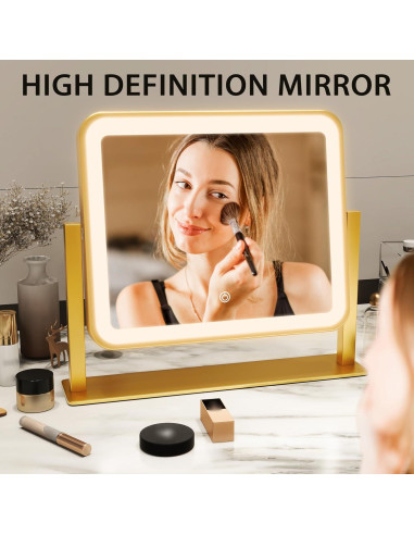 Espejo de Maquillaje Iluminado ROLOVE 35.56x30.48cm Dorado