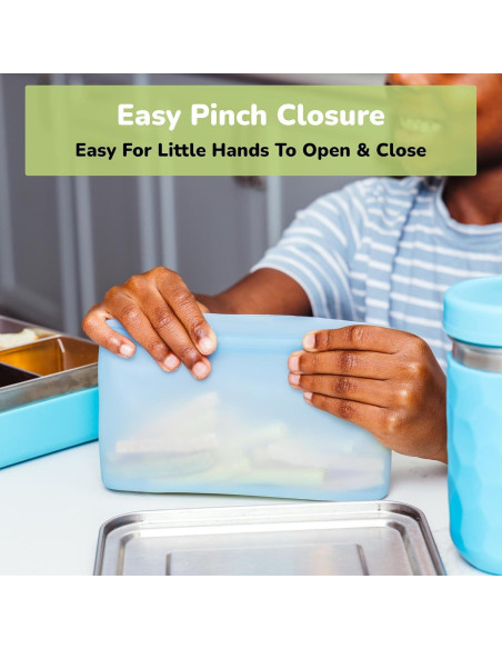 Bolsas de Silicona Reutilizables WeeSprout - 3 Unidades Snack, Sándwich y Cuarto
