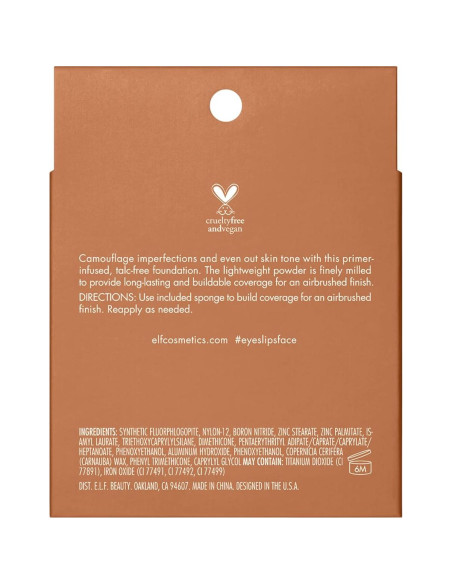 Base en Polvo Camo e.l.f. 7.87g Bronceado 460 W Larga Duración