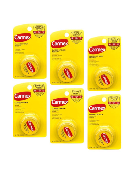 Bálsamo Labial Medicado Carmex Clásico 7.1 g Paquete de 6 Bálsamo Labial Medicado Carmex Clásico 7.1 g Paquete de 6