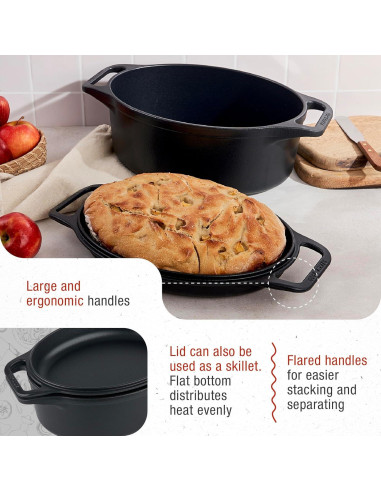 Juego de Olla Holandesa y Sartén Victoria 6QT Hierro Fundido
