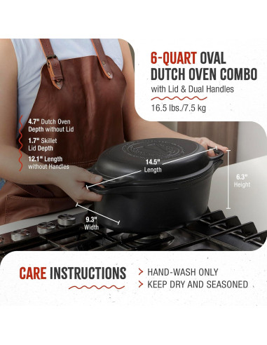 Juego de Olla Holandesa y Sartén Victoria 6QT Hierro Fundido